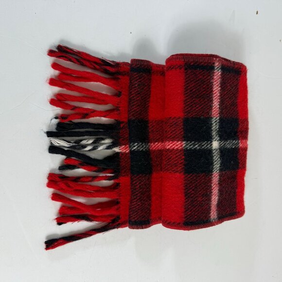 Classic Red Black Plaid Scarf Winter Classic VTG Fringe Unisex Adults Hygroton - Picture 9 of 9